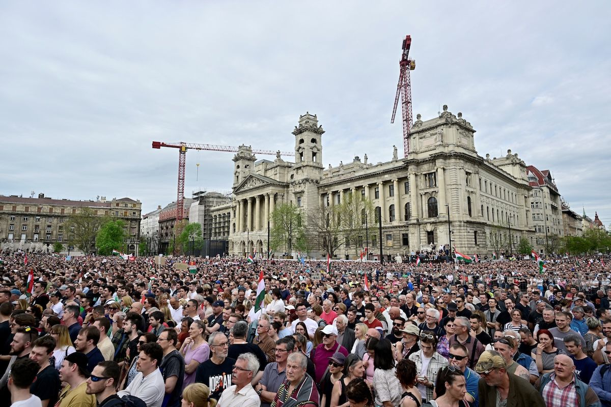 Massive crowd at pro-democracy protest in Budapest