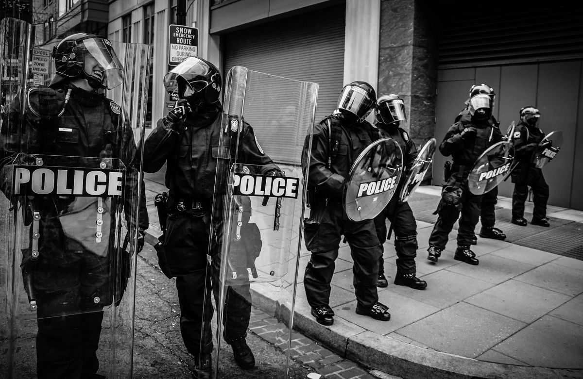 Police in riot gear