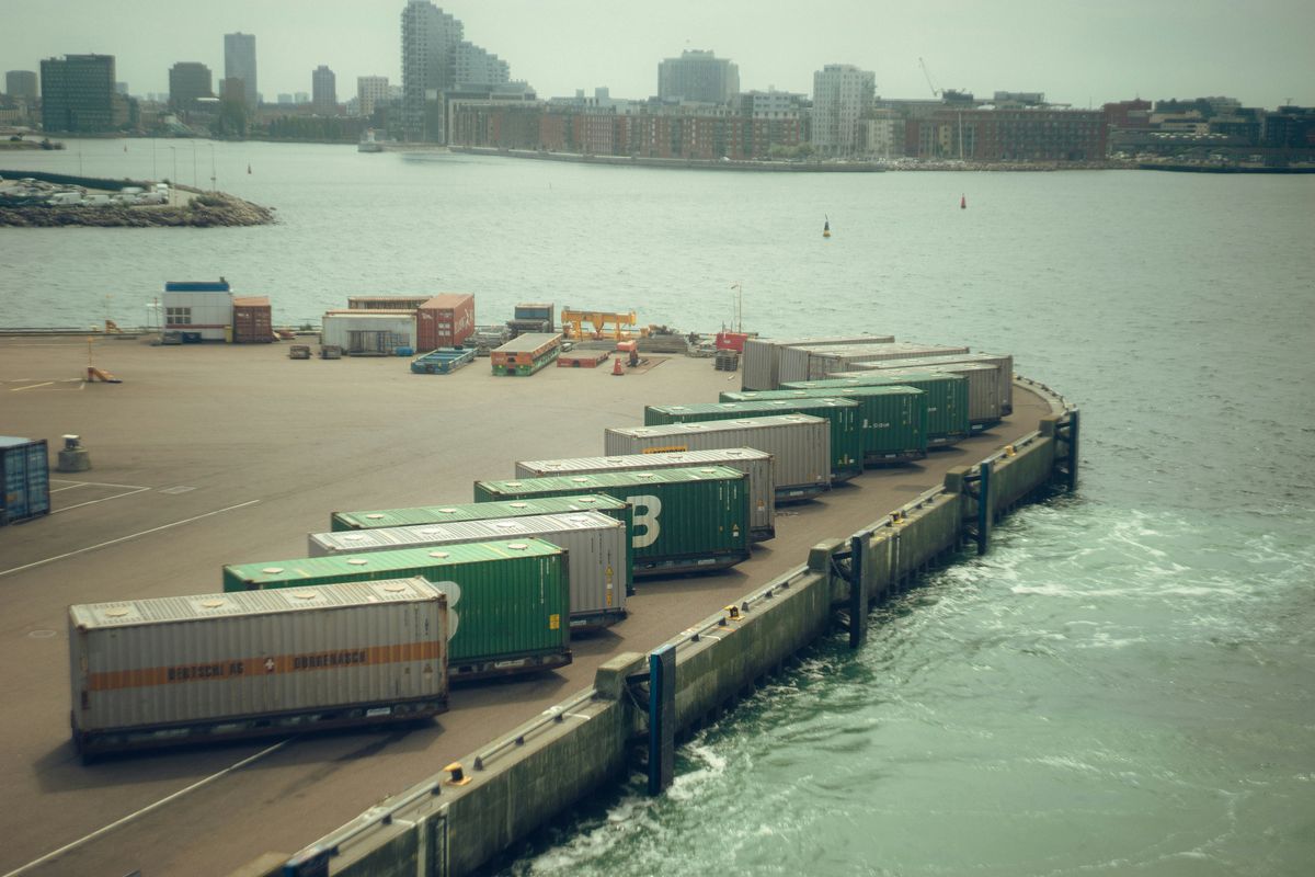 Shipping containers at port